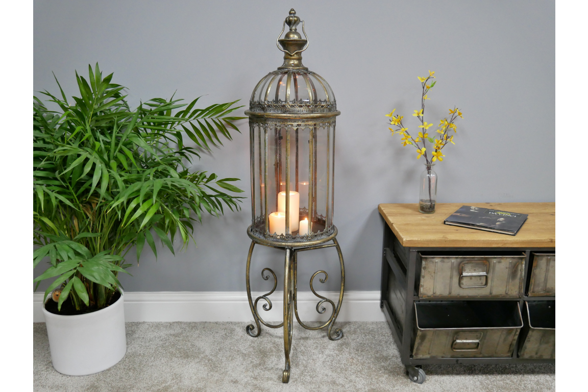 Vintage Bronze Lantern with Stand Copperwood Home