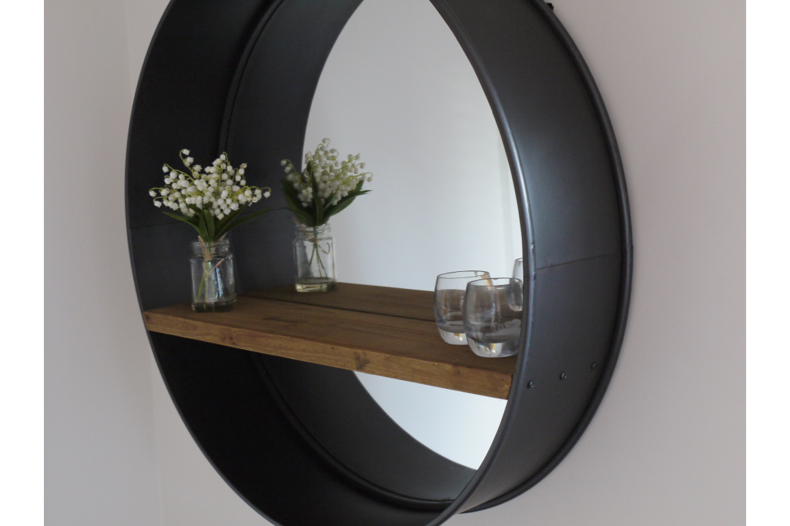 Industrial Pipe Mirror with Shelf Copperwood Home