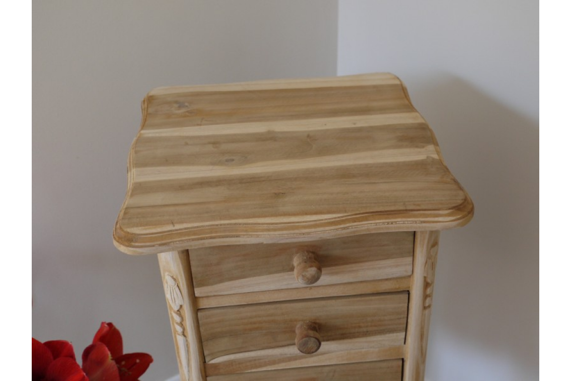 Teak Wood Hand Carved Wooden Bedside Cabinet Table Square/Unfinished 