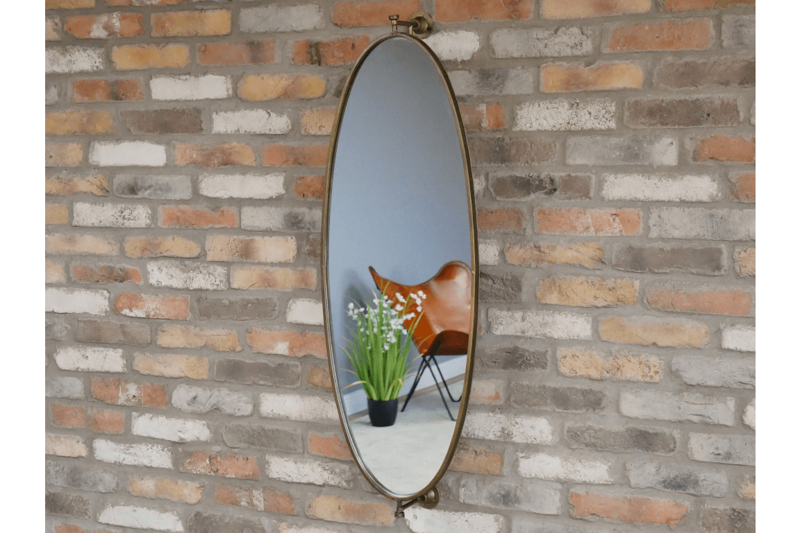 Oval Swivel Wall Mirror (Antique Gold) - Copperwood Home