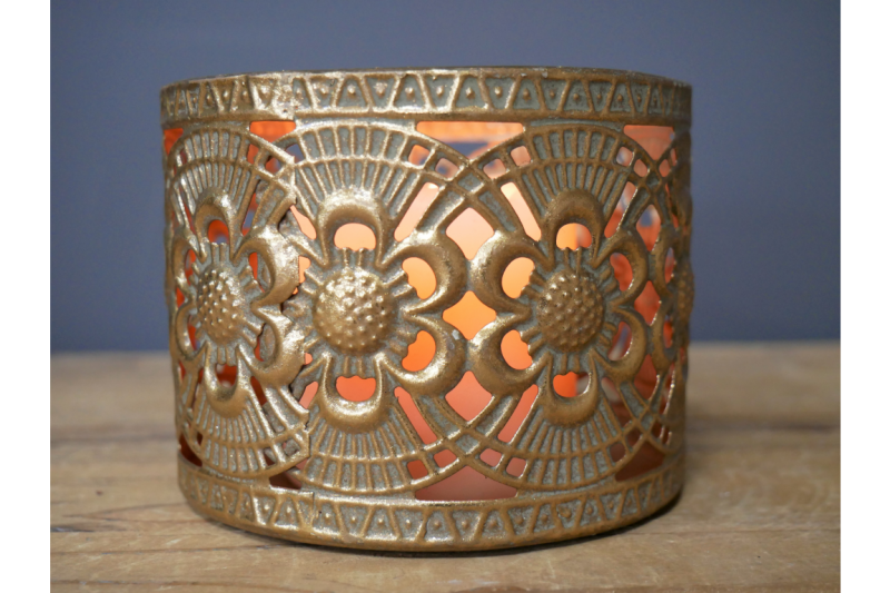Antique Gold Metal Candle Holder Copperwood Home