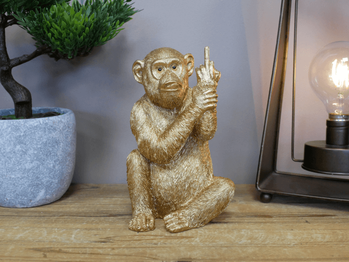 Golden Up Yours Middle Finger Monkey